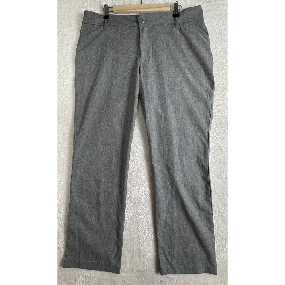 Lee Straight Leg Trousers Women 16 Short Grey Professional Office Wrinkle Free
